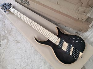 5 Строки Шеи-Чудо-корпус Электрическая бас-гитара с черным оборудованием, 2 пикапа, могут быть настроены