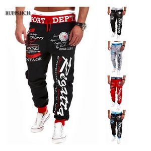 Mężczyźni spodnie dresowe Cienka sekcja Hip Hop Jogger Cargo Spodnie Casual Moda Drukowane litery Oversized Streetwear 210715