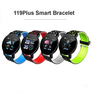 119 Plus Smart Watch Bracelet Wristband Heart Rate Blood Pressure Fitness Tracker IP67 Waterproof LCD Color Screen Sports Smartband For iOS Android Cell Phone