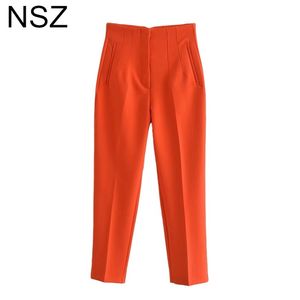 NSZ Kvinnor Elegant Chic Office Harem Pant High Waist Ladies Fashion Work Business Pencil Byxor Kvinna Byxor 210925