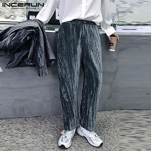 Calças dos homens Incerun Homens Botão Casual Velor Joggers Streetwear Solto Coreano Estilo Calças 2021 Bolsos Lazer Pantalon S-5xl