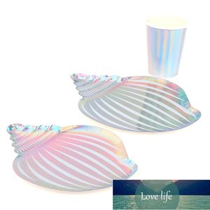 Mermaid Party Shell Disposable Tableware Party Little Mermaid Girl Shell Conch Paper Cup Dinner Plate Household Products Factory price expert design Quality