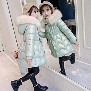 Jaqueta de meninas de inverno para casaco crianças com capuz aquecido outerwear roupas crianças 5 6 7 8 9 10 11 12 ano 211204