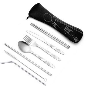 Portable Tableware Cutlery Dinner Set Travel Packaging Storage Box Fork Spoon Bag With Dinnerware student work BBQ keep clean