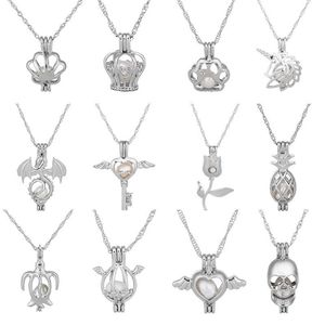 Oyster Pearl Halskette. großhandel-Silberfarbige Käfig Perle Anhänger Halsketten mit cm Link Kette Wunsch Natürliche Austern Halter Halsband Halskette für Frauen