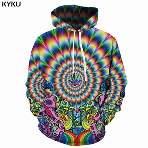 KYKU Brand Dizziness Sweatshirts men Psychedelic Hoody Anime Hypnosis Sweatshirt Printed Colorful 3d Printed Hooded Casual H0909