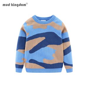 Mudkingdomdom 소년 위장 스웨터 Crewneck 긴 소매 만화 캐주얼 옷 210615