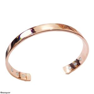 Bangle Pure Copper Magnet Energy Health Open Plated Gold Enkel Magnetisk Armband Bio Hälsosam Hälsning