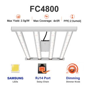 CRXSunny FC4800 Samsung LM301B LED Grow Light Bar 450W 4x5ft pokrycie Ulepszone czerwone światła Pełna spektrum jednorodność ściemnialna RJ14 Port Commercial Dorasting Lampa