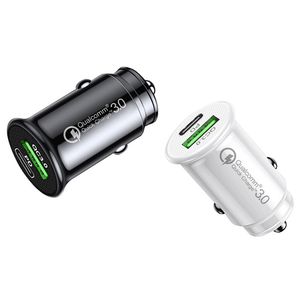 Автомобильное зарядное устройство qc3.0 TYPE-C быстрая зарядка PD Double USB Charge for iPhone Samsung Xiaomi Fast Car Charging Телефонные зарядные устройства адаптер