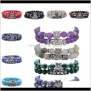 Wholesale animal charm beads resale online - Beaded Strands Bracelets Drop Delivery Selling Natural Stone Animal Owl Creative Yoga Bangle Women And Men Charm Bracelet Jewelry Access