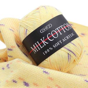 1PC 50g milk Cotton Yarn 23 colors Knitting colourful Wool Supersoft Lot 3PLY Knitted Baby Soft HandCraft Sweater wholesale Yarn Y211129