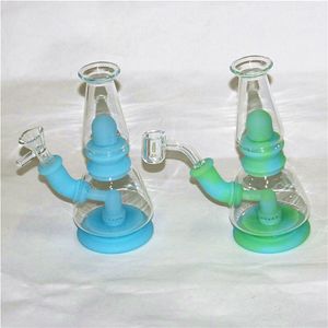 Silikon + Cam Su Bongs Borular Sigara Için Sigara Ile 14mm 4mm Kalın Kuvars Bangers Kabarcık Carb Caps