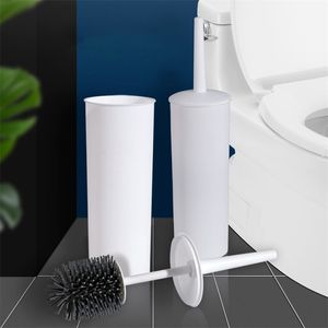 Spazzola per WC in silicone TPR, manico lungo, prodotti per la pulizia, testa a setole morbide per accessori per il bagno di casa 210423