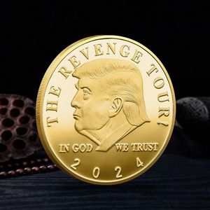 Trump Coin Comemorativo Artesanato A Vingança Tour Save Metal Badge Gold Silver Cy27
