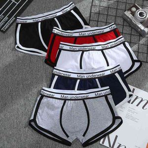 4 pçs / lote algodão macho calcinha mens underwear boxers respirável homem maciço cor cueca u convexo sexy tamanho europeu homens shorts h1214