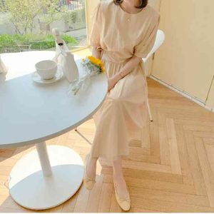 Ragazze di estate Delle Donne Del Cotone Casual Abiti A Manica Corta Abito Femminile Vintage Solido Whitedress Boho Robe Femme Vestido 210417