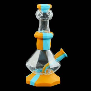 Glass silicone hookahs diamond transparent 7 inch water smoking pipe