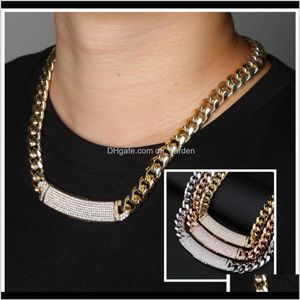 Chains Arrival Mm White Gold Plated Cubic Zirconia Long Buckle Big Cuban Link Chain Mens Necklace Mm Hip Hop Rapper Jewelry Gifts Iz1Q