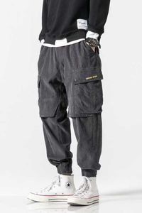 Kargo Pantolon Erkek Ayak Bileği Uzunlukta Hip Hop Pantolon Yumuşak Harajuku Kore Tarzı Erkek Trendy Sokak Kıyafeti Kadife Rahat Pantolon Boy X0723