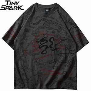 Hip Hop Tshirt Streetwear Starożytne Chiny Mit Graffiti T-shirt Mężczyźni Harajuku Bawełna T Shirt Lato Krótki Rękaw Tops Tees 210716