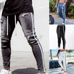 2021 Mäns Harem Jeans Tvättade Fötter Shinny Denim Black Pant Hip Hop Sportkläder Elastiska Midja Joggers Byxor Plus Size 3XL X0621