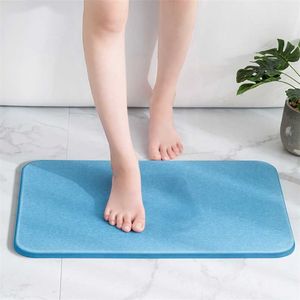 30*40cm Bath Mat Bathroom Diatomite Earth Super Absorbent Mat Fast Drying Toilet Doormat with Additional Anti-slip Net Carpets 211130