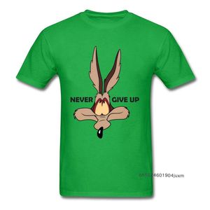 Tilki tops kurt tees erkekler yeşil tshirt coyote asla pes etme komik t gömlek son karikatür baskı t-shirt takım elbise özel