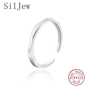 Siljew 2021 925 Abertura esterlina S Size O presente de onda para as mulheres Silver 925 Ring Ring Jóias