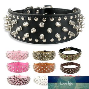 2 inch Wide Spiked Dog Collar Studded Leather Dogs Collars for Medium Large Breeds Dogs Pitbull Mastiff Boxer Bully Black