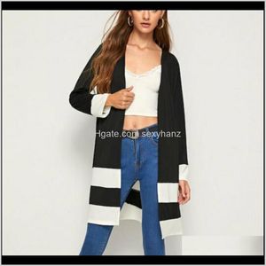 Ytterkläder Coats Womens Clothing Apparel Drop Leverans 2021 Plus Storlek Boho Kvinnor Öppna Topp Tryck Stripe Loose Kimono Cardigan Cover Up Lon