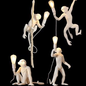 Nordic LED Macaco Muralha Lâmpada Personalidade Arte Retro Industrial Storefront Sala de estar Decorativa Luz do pingente
