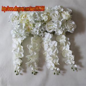 Bianco seta artificiale peonia rosa e ortensia arco padiglione a quattro angoli con fila di fiori decorazione di nozze 10 pz / lotto TONGFENG decorativo Fl