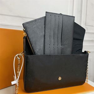 Klassische Designer-Umhängetaschen für Damen, Messenger-Geldbörsen, Handtasche, Luxus-Geldbörse, Pochette, Felicie-Kettentaschen, Clutch-Tasche, Hobos, 3-teiliger Stil, goldene Geldbörsen