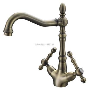 Kitchen Faucets Ly Patent Design High Quality Solid Brass Unique Swivel Antique Brushed Bronze Sink Mixer Tap Single Hole