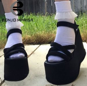 Прибытия брендовой платформы Открытые носки клинья толстые нижние готы женские сандалии круглый носок крючок петля косплей женская обувь