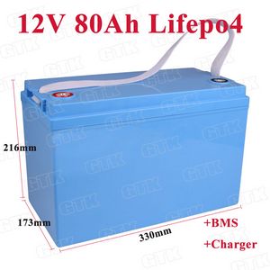 Portable 12V 80Ah lifepo4 Lithium Battery Pack built-in BMS for Vehicle Car Power Energy Start+10A Charger