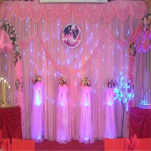 Party Decoration W3M X H6M Blue Wedding Backdrop Curtain med Swag Drapes Event Stage