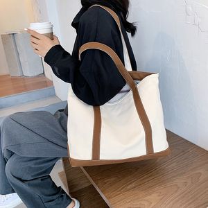 Enkel stor kapacitet handväska mode duk axelväska avslappnad bärbar tote väska