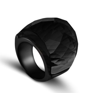 ZMZY Fashion Black Large Rings for Women Wedding Jewelry Big Crystal Stone Ring 316L Stainless Steel Anillos 210701