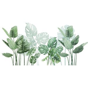 Adesivos de parede Folhas verdes para casa sala de estar sala de estar plantas tropicais adesivo decalques porta murais de porta