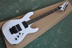 Fabriksanpassad vit kropp Elektrisk gitarr med 2 pickup, Floyd Rose, Chrome Hardwares, Rosewood Fretboard, Erbjudande Skräddarsy