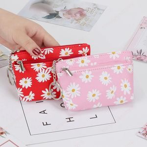 Small Daisy Coin Purse Women Clutch Money Bags Female Pouch Key Card Holder Zipper Mini Change Pu Leather Purse Wallets