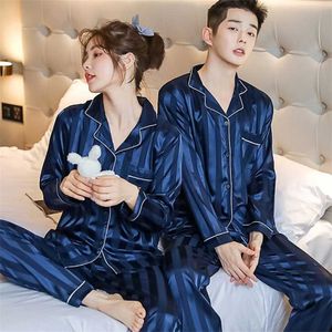 Mężczyźni Kobiety Casual Home Odzież Nodawki Prestiżowa Piżama Satin Silk Piżamy Zestawy Para PIJAMA Miłośnicy Nocny garnitur 211110