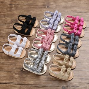 아기 샌들 유아 prewalker bowknot 디자인 샌들 소년과 소녀 면화 헝겊 소프트 솔 워드 아이 신발 중공 밖으로 통기성 사전 알레르기 여름 신발 0-1T WMQ1339