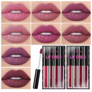 Langmanni 4PCS Liquid Lipstick Makeup Lip Gloss Long Lasting Moisture Waterproof Non-stick Cup Red Sexy 4sets/lot