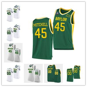 Niestandardowe NCAA 2021 Final Four #45 Davion Mitchell Baylor Bears Basketball Green Jared Butler 31 IO Teague Matthew Mayer Home College Jersey