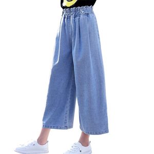 Meninas jeans cor sólida menina criança estilo casual miúdo primavera outono roupas de crianças 6 8 10 12 14 210527