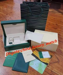 Lådor Hot seller Dark Green Watch Box Present Woody Fodral för häfte Kort Taggar och papper på engelska schweiziska klockor lådor