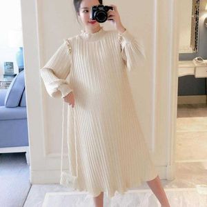 Maternity Dresses Chiffon Pleated Long Pregnancy Dress Casual Loose Maternity Clothes For Pregnant Women Fashion 2020 Plus Size Y0924